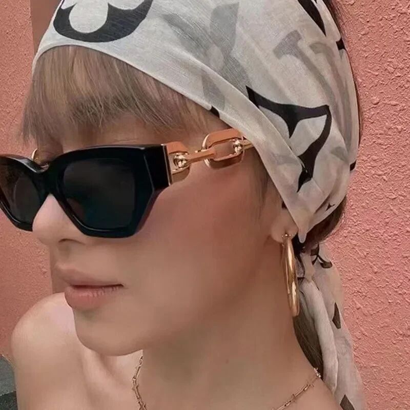 Fashion Small Cat Eye Sunglasses Women Trending Product 2024 Luxury Brand Cateye Chain Leg Sun Glasses Ladies Black Shades UV400 - Image 4